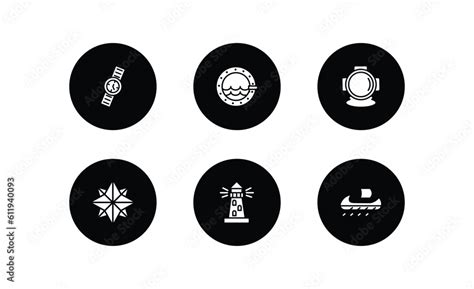 Nautical Filled Icons Set Nautical Filled Icons Pack Included Water