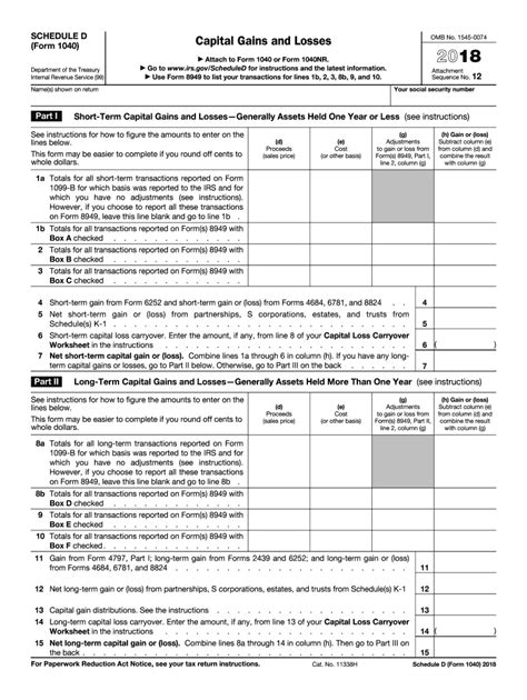 Irs 1040 Schedule D 2018 Fill Out Tax Template Online Us Legal Forms