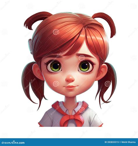 Ai Image Generative Female Cartoon With Smiling Face Stock