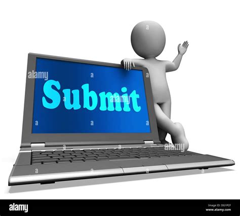 submit laptop showing submitting submissions  applications stock