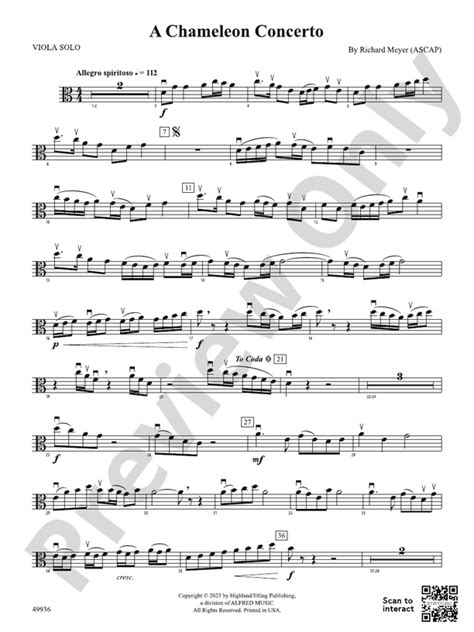 A Chameleon Concerto Solo Viola Solo Viola Part Digital Sheet Music Download