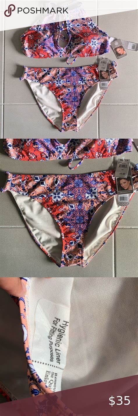 DAISY FUENTES MULTI PEACH KEYHOLE HIGH NECK BIKINI SET SUMMER VACATION