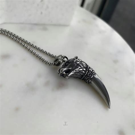 Wolf Fang Necklace Wiccan Warrior Amulet - 35% Sale