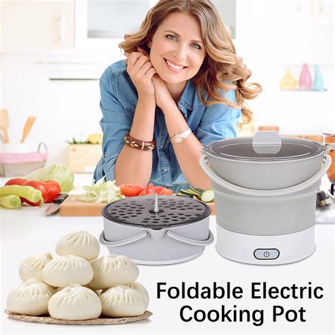 Weloille Folding Hot Pot Electric Boiling Pot Portable Folding Hot Pot Travel Electric Hot Pot