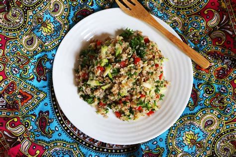 Mediterranean Tabbouleh Salad Vegan Gluten Free Optional Balances Vata Pitta Kapha Turiya