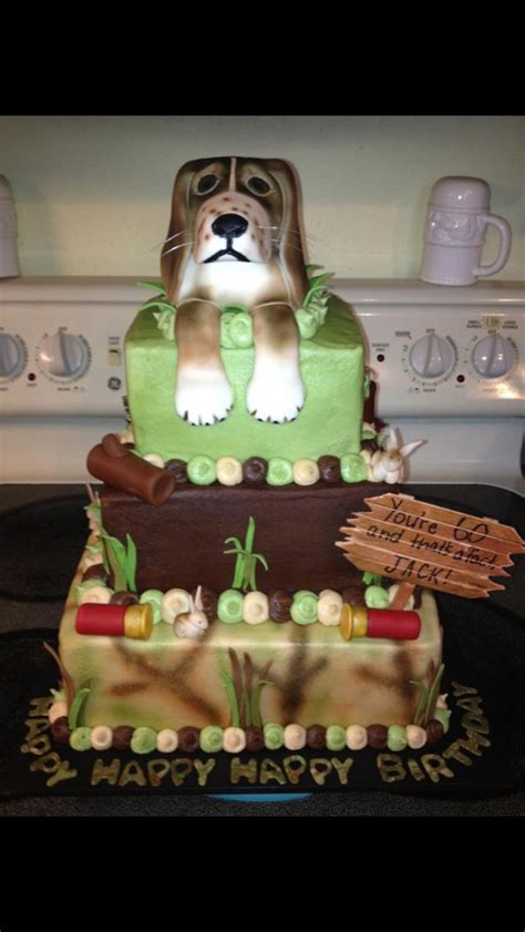 3 Tier Rabbit Hunting Beagle Cake With Buttercream Icing Fondant