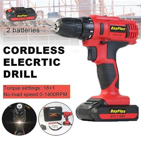 21v Impact Cordless Drill Set With 2 Lithium Ion Batteries 1500mah