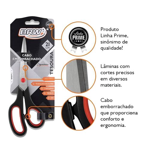 Tesoura Inox Multiuso 21 Cm Cabo Emborrachado TE2102 Brw