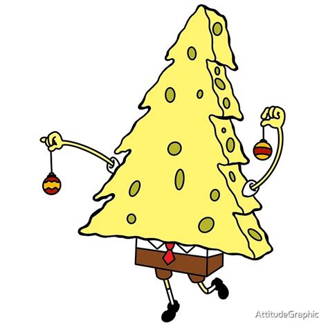 Spongebob Christmas Tree By Attitudegraphic Redbubble