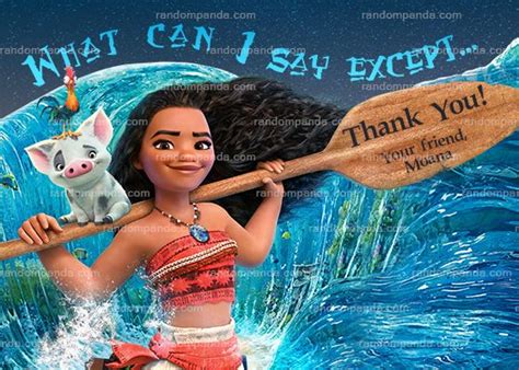 Moana Thank You Card Maui Ocean Birthday Party Thanks Note Moana