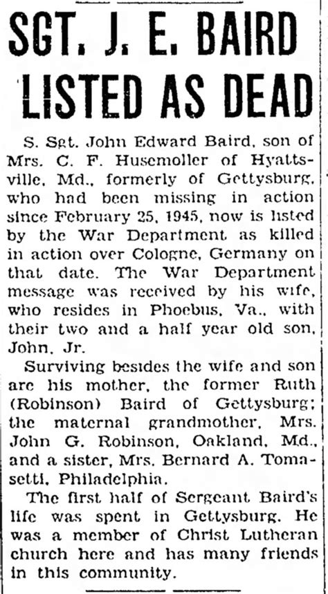 Sgt John Edward Baird Find A Grave Memorial