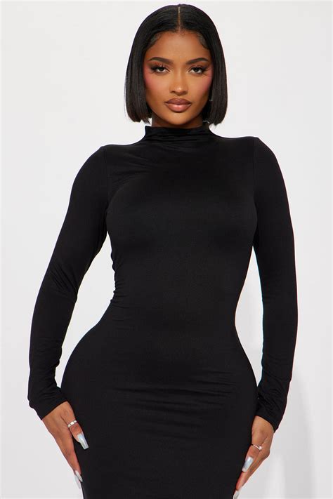 Efina Double Lined Midi Dress Black Fashion Nova Dresses Fashion