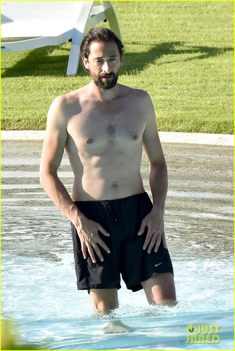 Adrien Brody Girlfriend Lara Lieto Have Fun Poolside Photo Adrien Brody Bikini