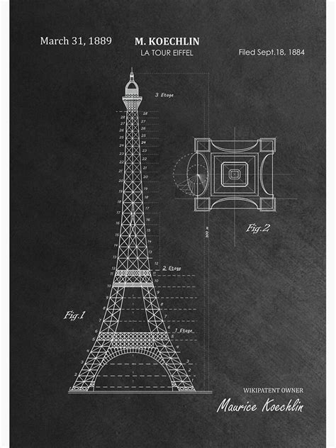 Eiffel Tower Patent Fun Sticker For Sale By Wikipatent Redbubble