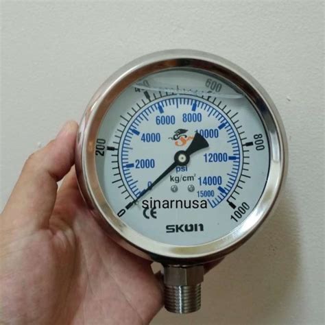 Promo Pressure Gauge Skon Stainless 4 Inchi 1000 Bar 15000 Psi Diskon