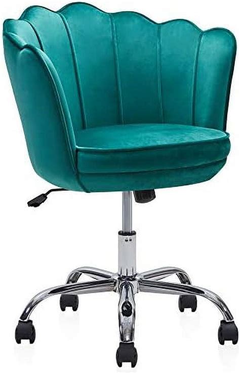 Upholstered Velvet Seashell Accent Chair Rolling Swivel Office Vanity