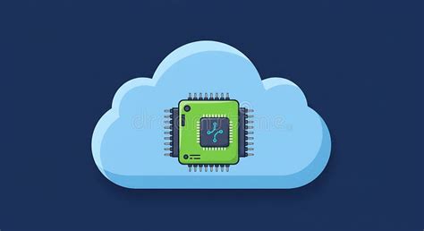 A Light Blue Cloud Icon with a Green Microchip Illustration Centered on ...