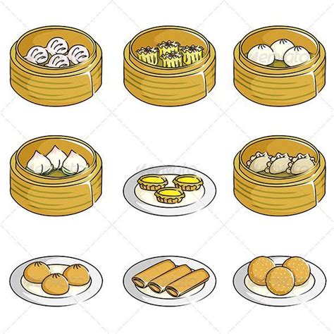 Chinese Dim Sum Icons Dim Sum Food Drawing Illustration