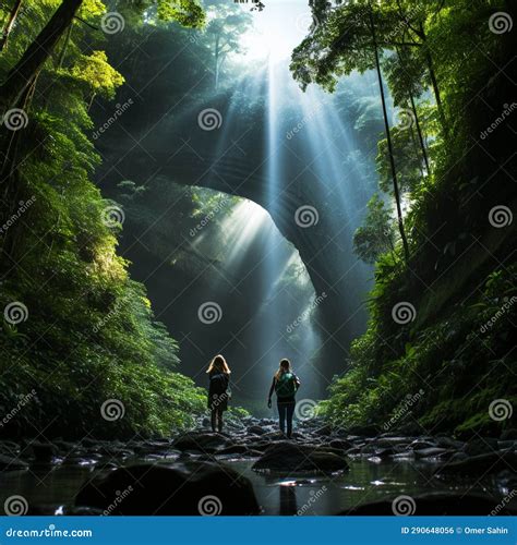 Group of Diverse Travelers Discovering Hidden Gems in Bali Stock Photo