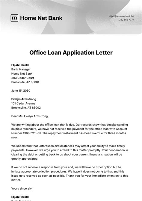 Free Office Loan Application Letter Template Edit Online And Download