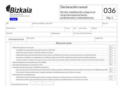 Modelo 036 Bizkaia 2022 para darte de alta como Autónomo Qointax