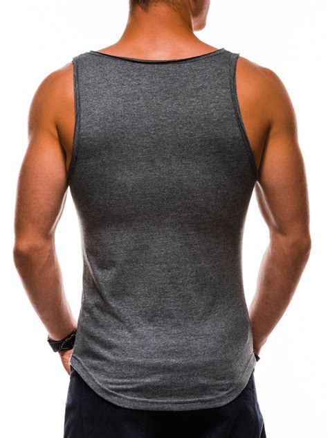 Men S Printed Tank Top S1177 Dark Grey MODONE Wholesale Clothing