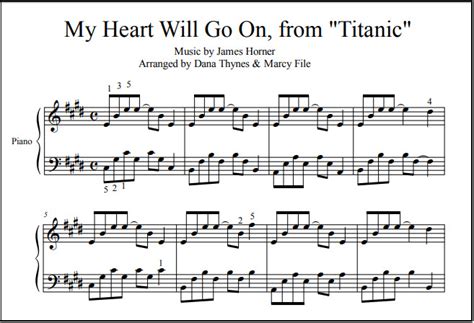 Titanic Music Beginning To Intermediate Piano