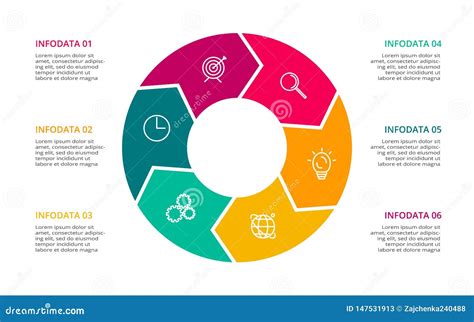 Elementos Del C Rculo Del Gr Fico Del Diagrama Con 6 Pasos De