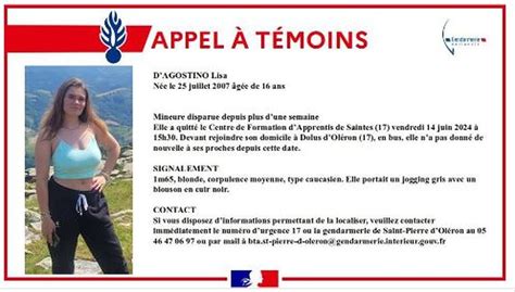 Disparition inquiétante en Charente Maritime Lisa 16 ans na plus