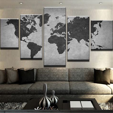 World Map 02 – Abstract 5 Panel Canvas Art Wall Decor – Canvas Storm