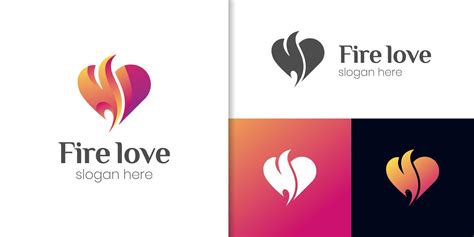 Abstract Love Of Flame Or Fire Logo Design With The Power Of Love