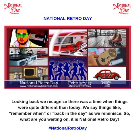 NATIONAL RETRO DAY - February 27 | Retro, National, National day calendar