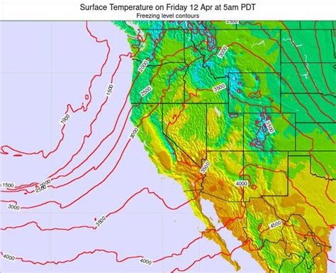 California Surface Temperature on Saturday 20 Mar at 11pm PDT