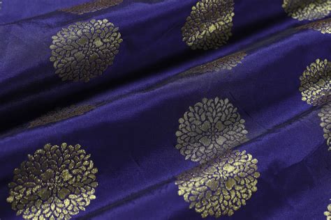 Crafting Navy Blue Indian Brocade Fabric Banarasi Brocade Etsy