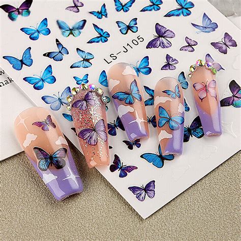 Cute Color Butterfly Nail Art Stickers D Adhesive Stickers Diy