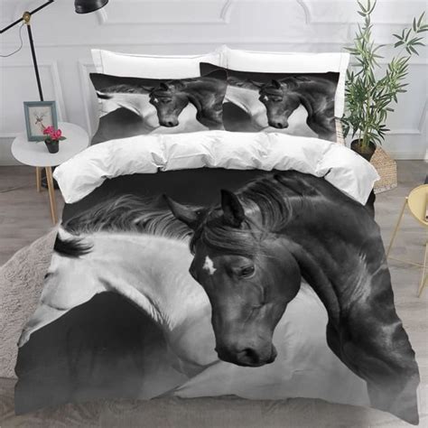 Parure De Lit Enfant Cheval Housse De Couette 140x200cm Impression