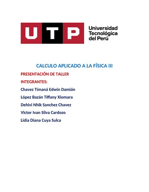 Calculo Aplicado A LA Física III taller 5 CALCULO APLICADO A LA