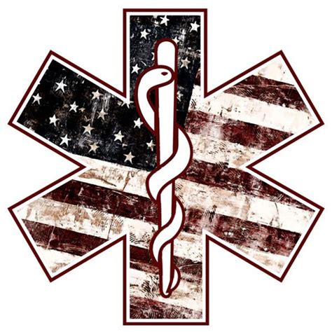 Distressed American Flag Paramedic Emt Emr EMS Star Of Life Vinyl