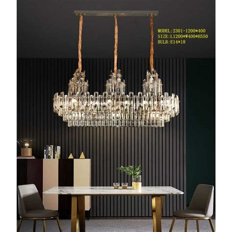 Jual SL2301 1200X400 LAMPU GANTUNG HIAS KRISTAL MODERN MEWAH MEJA MAKAN