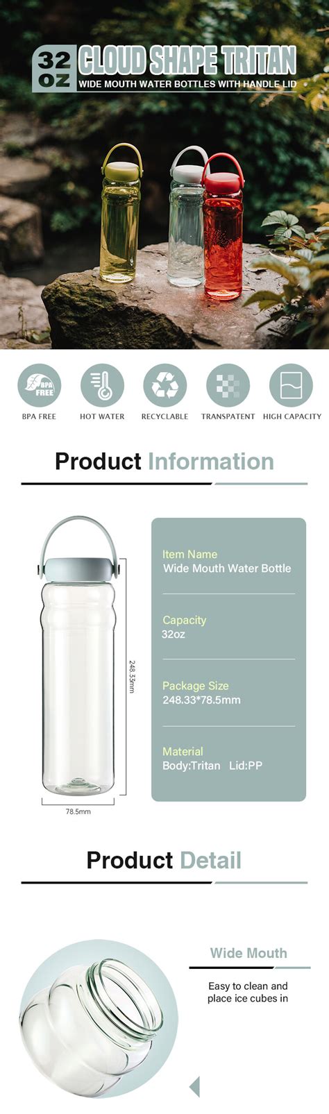 Wholesale Odm Cloud Series Wide Mouth Plastic Water Bottle China