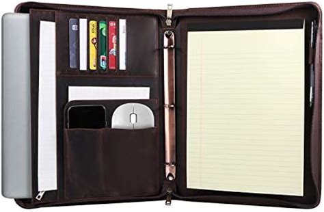 Amazon Handmade Genuine Leather Portfolio Zippered Padfolio With