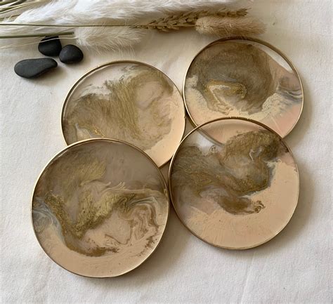 Luxury Nude Gold Resin Coasters Set Of 4 Customised Etsy