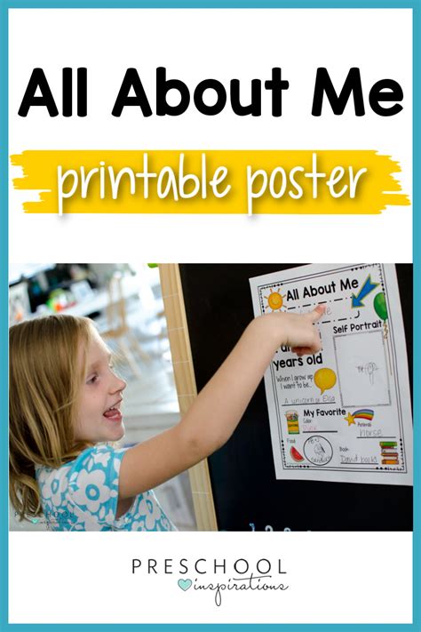 All About Me Poster Ideas Preschool