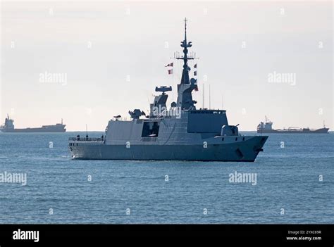 Arrival at the port of Barcelona of the French frigate Surcouf (F-711 ...