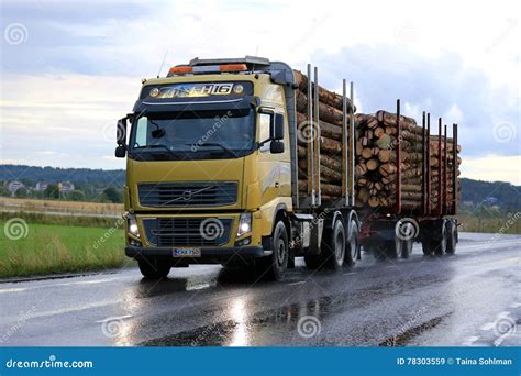 Volvo FH Logging Truck On Rainy Road Editorial Stock Image Image Of