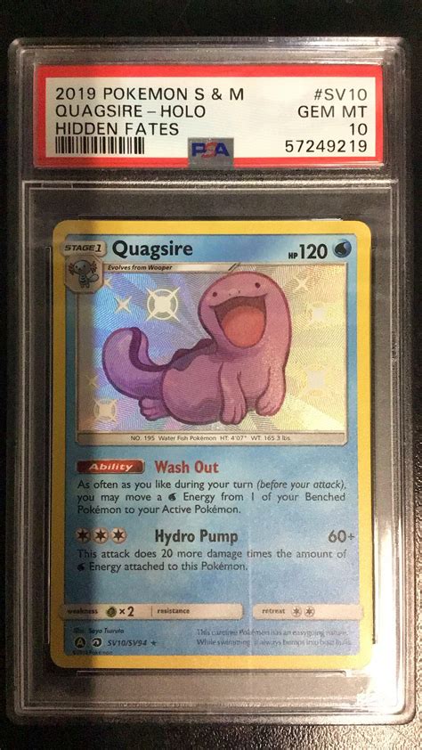 2019 Pokemon Sun Moon Hidden Fates Sv10 Quagsire Holo PSA 10 GameStop