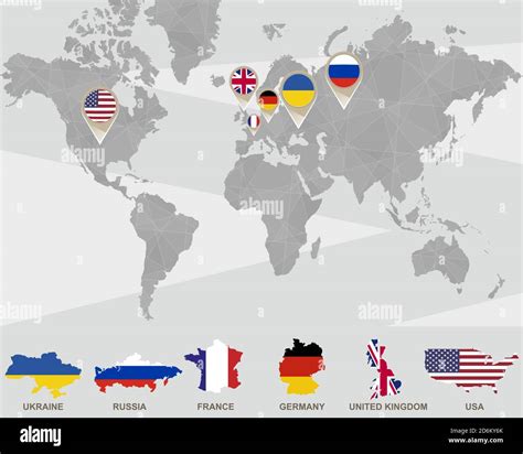 Mapa Mundial Con Ucrania Rusia Francia Alemania Reino Unido EE UU