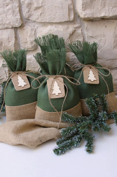 Bolsas de regalo de arpillera etiqueta de árbol de Navidad conjunto