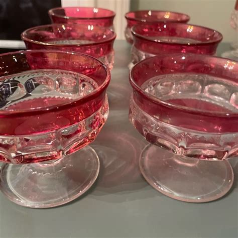 Tiffin Dining Tiffin Sherbet Cup Kings Crown Ruby Red Thumbprint Set Of 6 Glasses95s Mcm