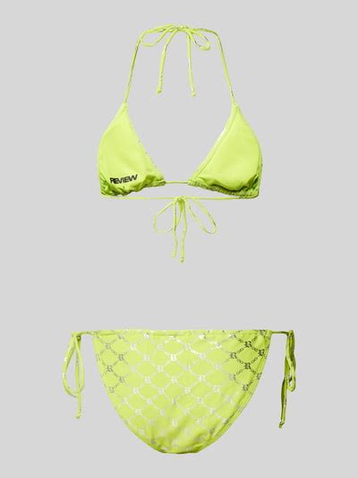 Kup online Review Zestaw bikini z bocznym wiązaniem neonowy żółty